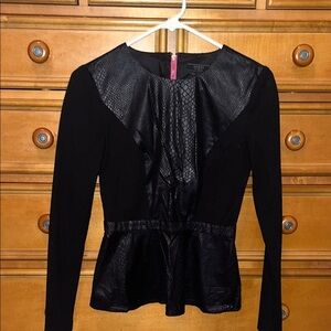 Guess Black Faux Leather Accent Blouse